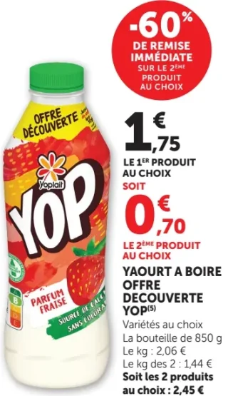YAOURT A BOIRE OFFRE DECOUVERTE YOP