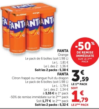 Fanta Orange ou Citron frappé ou mangue fruit du dragon