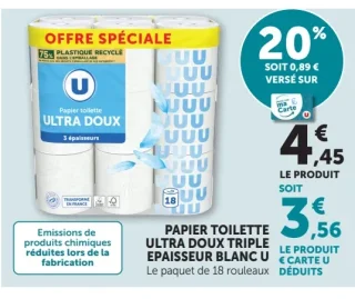 Papier toilette Ultra Doux Triple Epaisseur Blanc U
