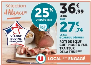 Rôti de bœuf cuit piqué à l'ail Traiteur de la Thur