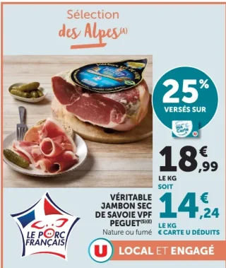 Véritable jambon sec de Savoie VPF Peguet