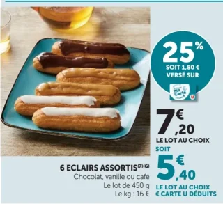 6 Éclairs assortis chocolat, vanille ou café