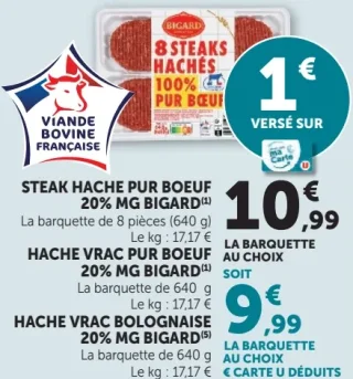 Steak Hache Pur Boeuf ou Hache Vrac Pur Boeuf ou Hache Vrac Bolognaise Bigard