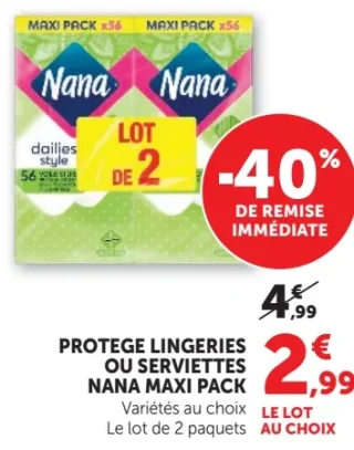 Protege Lingeries ou Serviettes Nana Maxi Pack