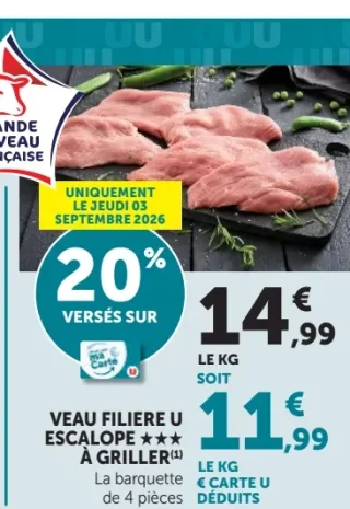 Veau Filière U Escalope *** à Griller