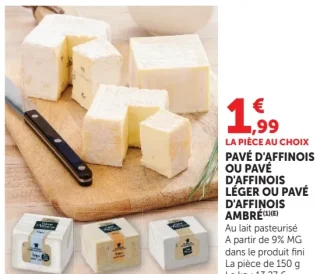Pavé d'Affinois ou Pavé d'Affinois léger ou Pavé d'Affinois Ambré