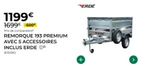 Remorque 193 Premium avec 5 accessoires inclus Erde