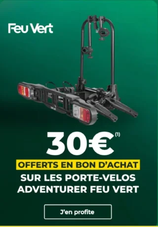 30€ offerts en bon d'achat sur les porte-vélos Feu Vert