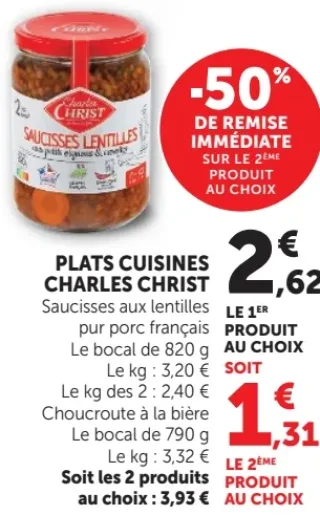Plats Cuisines Charles Christ Saucisses aux lentilles ou Choucroute à la bière