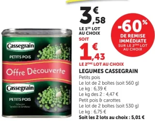 Legumes Cassegrain Petits pois ou Petits pois & carottes