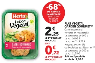 Plat Végétal Carré Gourmand Tomates et Mozzarella Garden Gourmet