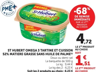 St Hubert Omega 3 Tartine et Cuisson 52% matière grasse sans huile de palme Doux ou demi-sel