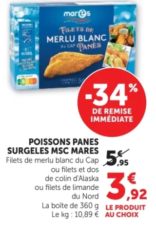 POISSONS PANES SURGELES MSC MARES Filets de merlu blanc du Cap