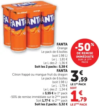 FANTA Orange Le pack de 6 boîtes