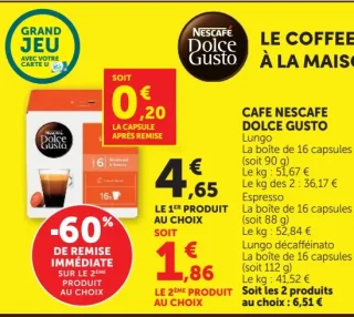 CAFE NESCAFE DOLCE GUSTO Lungo, Espresso ou Lungo déca