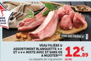Veau Filière U Assortiment Blanquette 2 étoiles et 3 étoiles mixte avec et sans os à mijoter