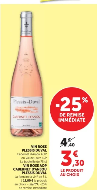 Vin rosé Plessis Duval Cabernet d'Anjou AOP