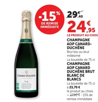 Champagne AOP Canard-Duchêne Brut bio ou brut millésimé / Blanc de Blancs