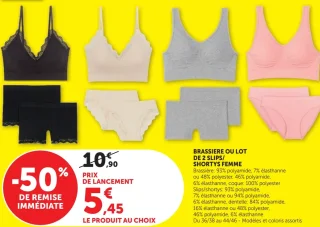 Brassiere ou lot de 2 slips/ shortys femme U Collection