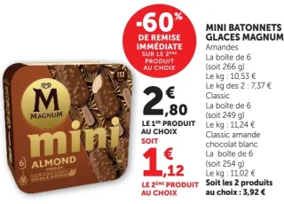 Mini bâtonnets glacés Magnum Almond
