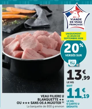 Veau Filière U Blanquette ★★ ou ★★★ sans os à mijoter