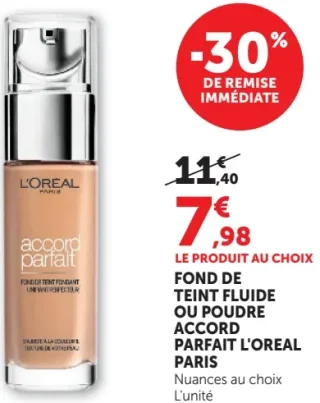 Fond de teint fluide ou poudre Accord Parfait L'Oreal Paris