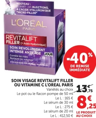 Soin Visage Revitalift Filler ou Vitamine C L'Oreal Paris