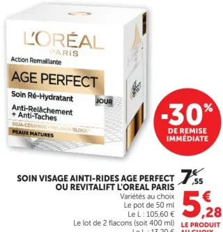 Soin Visage Anti-Rides Age Perfect ou Revitalift L'Oréal Paris