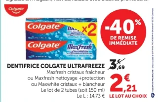 DENTIFRICE COLGATE ULTRAFREEZE Maxfresh cristaux fraîcheur