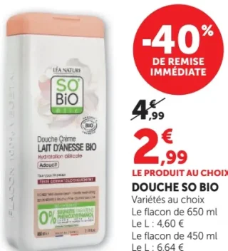 Douche Crème Lait d'Ânesse Bio SO BIO étic
