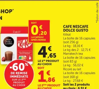 CAFE NESCAFE DOLCE GUSTO Kitkat, Marrakech tea, Ricoré au lait