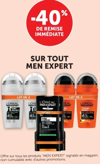 Gamme de soins et déodorants L'Oréal Men Expert