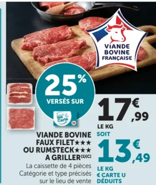 Viande Bovine Faux Filet*** ou Rumsteck*** à griller
