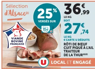 Rôti de bœuf cuit piqué à l'ail Traiteur de la Thur