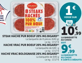 Steak hache pur boeuf 20% MG Bigard / Hache vrac