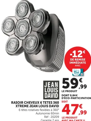 Rasoir cheveux 6 têtes 360 Xtreme Jean Louis David