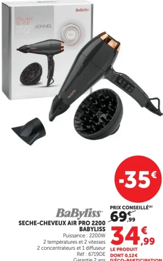 Seche-cheveux Air Pro 2200 Babyliss