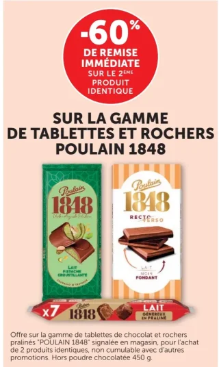 Sur la gamme de tablettes et rochers Poulain 1848