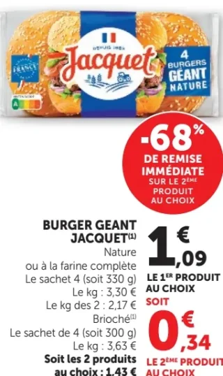 BURGER GEANT JACQUET Nature ou à la farine complète