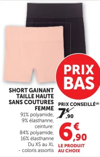 Short gainant taille haute sans coutures femme