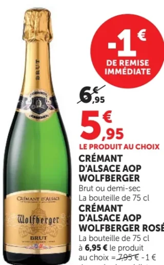 Crémant d'Alsace AOP Wolfberger Brut ou demi-sec / Rosé