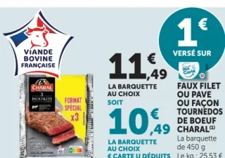 FAUX FILET OU PAVE OU FAÇON TOURNEDOS DE BOEUF CHARAL