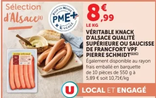 Véritable Knack d'Alsace ou saucisse de Francfort Pierre Schmidt