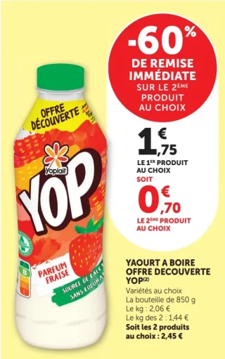YAOURT A BOIRE OFFRE DECOUVERTE YOP