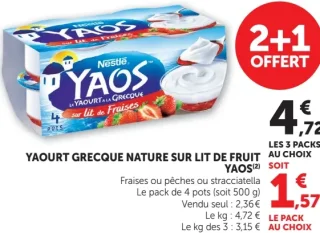 Yaourt grecque nature sur lit de fruits Yaos