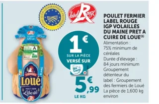 Poulet fermier label rouge IGP Volailles du marine pret a cuire de loue