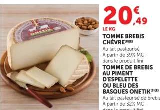 Tomme Brebis Chèvre ou Tomme de Brebis au Piment d'Espelette ou Bleu des Basques Onetik