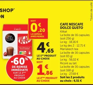 Café Nescafe Dolce Gusto Kitkat, Marrakech tea ou Ricoré au lait