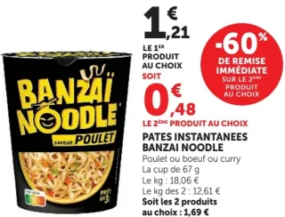 Pates Instantanées Banzai Noodle Poulet