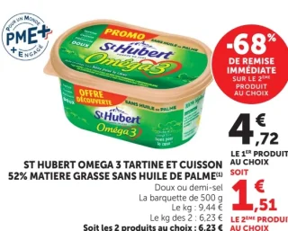 ST HUBERT OMEGA 3 TARTINE ET CUISSON 52% MATIERE GRASSE SANS HUILE DE PALME